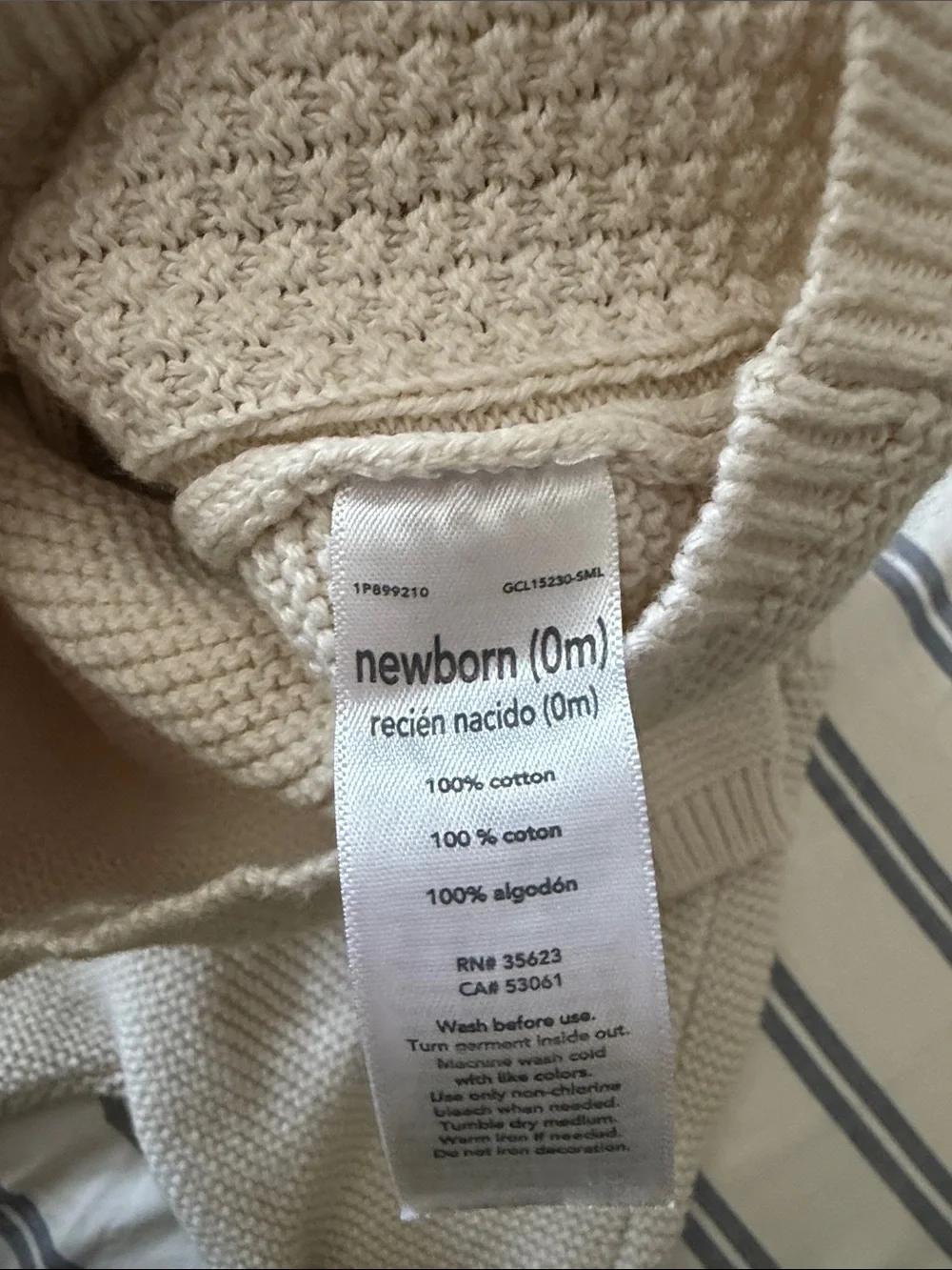 100% Cotton Carter’sCozy Cream Cable Knit Baby Set